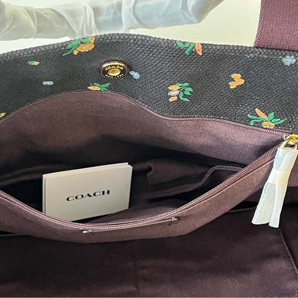 NWT Limited Edition Coach x Peanuts Snoopy Woodstock Black Floral Apple Tote - Picture 6 of 11